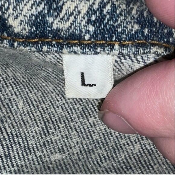 Vtg Made In USA Pepsi Cola Denim Jacket Acid Washed Embossed Logo Mens Large 80s - Picture 6 of 6